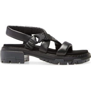 $500 RAG & BONE SHANE TREK SANDALS platform LUGGED SOLE BLACK 37 (D20)